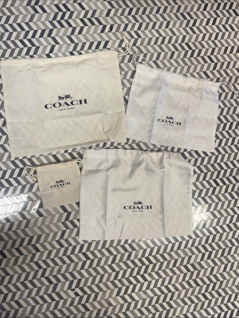 Coach White Drawstring Dust Bag Set - Multiple Sizes